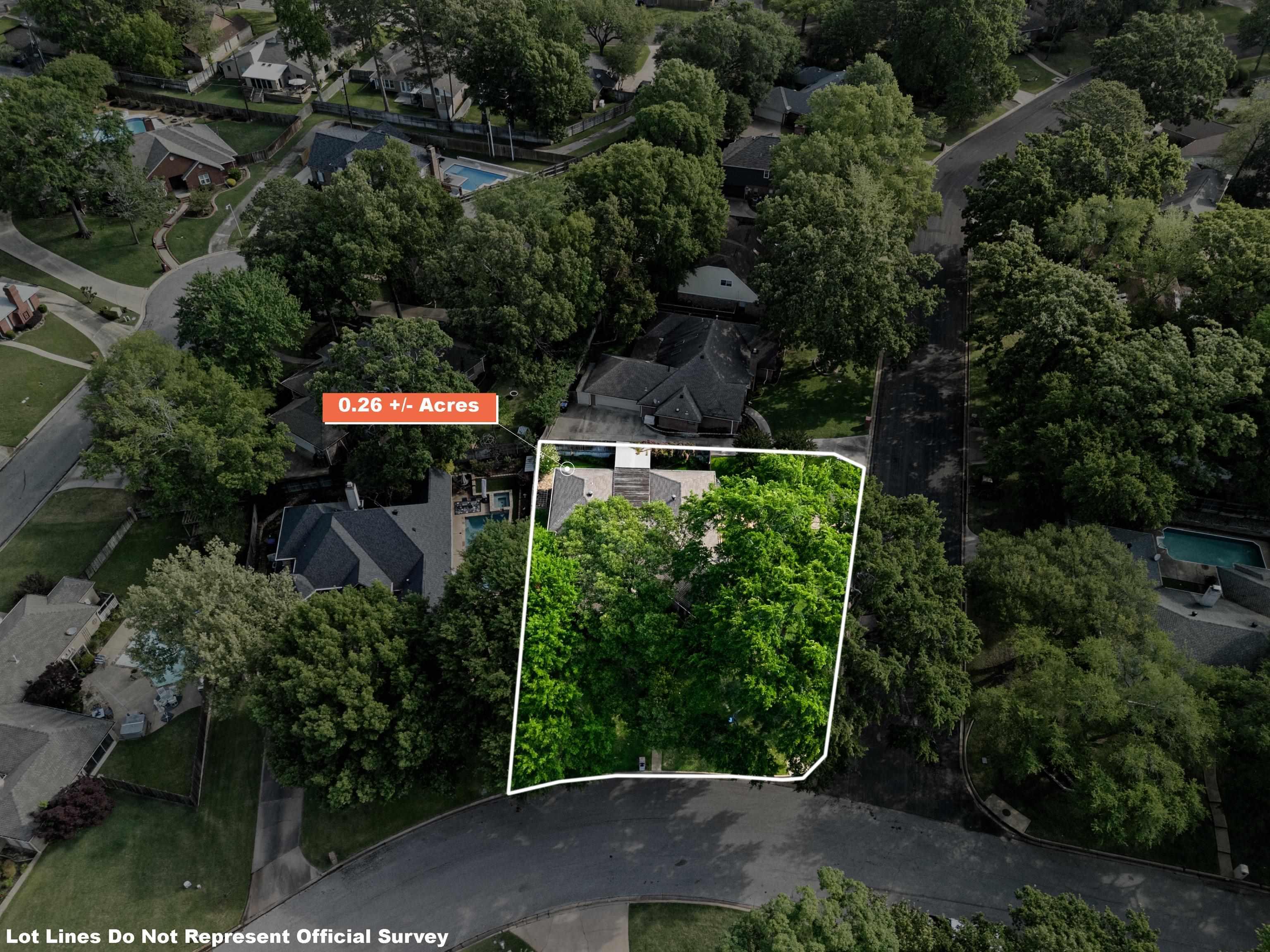 Image 2: Aerial view of residential area with property boundaries highlighted, Aerial View