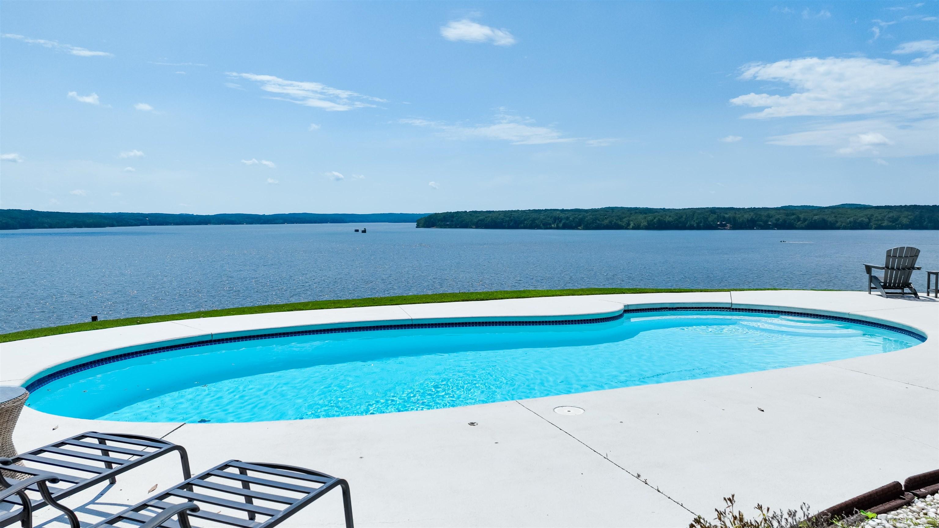Image 4: Outdoor pool featuring a water view and a patio