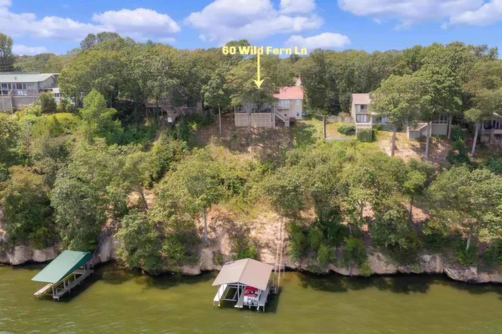 Image 4: Aerial view of a large body of water and a tree filled landscape