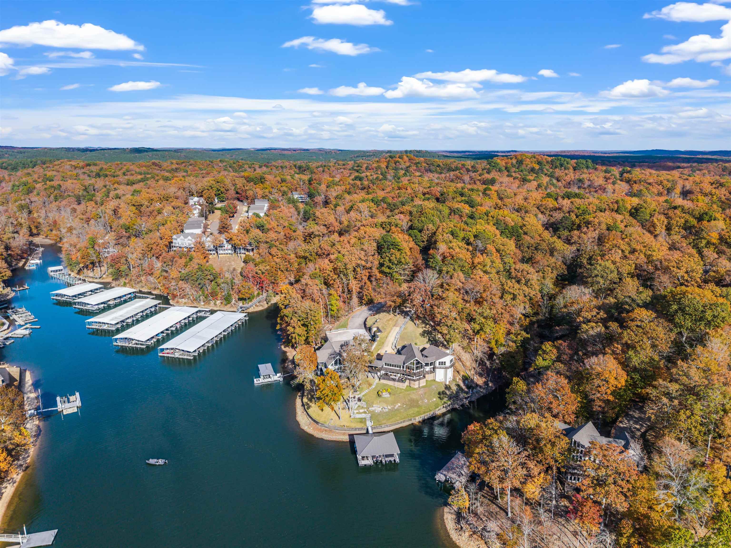 Image 1: Bird's eye view of a heavily wooded area and a large body of water