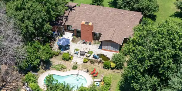 Image 2: Aerial Property & Pool View