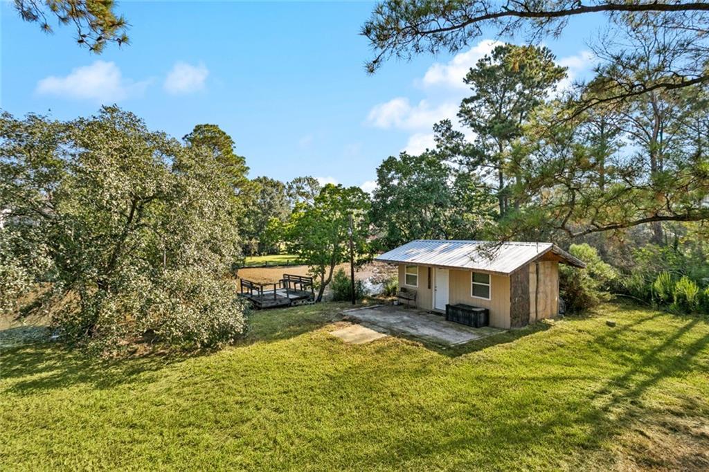 Image 2: Aerial view with Shed with new roof.