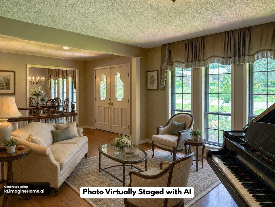 Image 4: Spacious living area featuring large picture windo