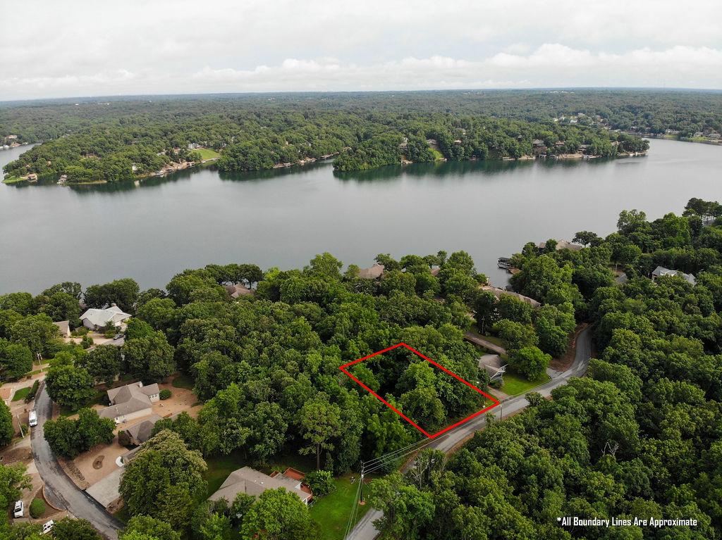Image 4: Wooded land parcel with lake frontage, featuring a