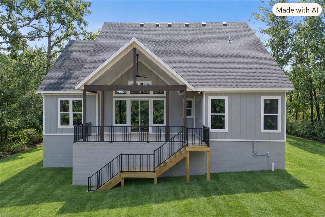 Image 3: Stunning back patio with cedar beams, rod iron rai