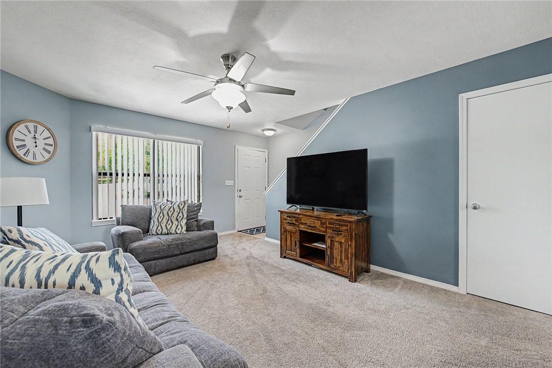 Image 4: Living area featuring carpet flooring, a ceiling f