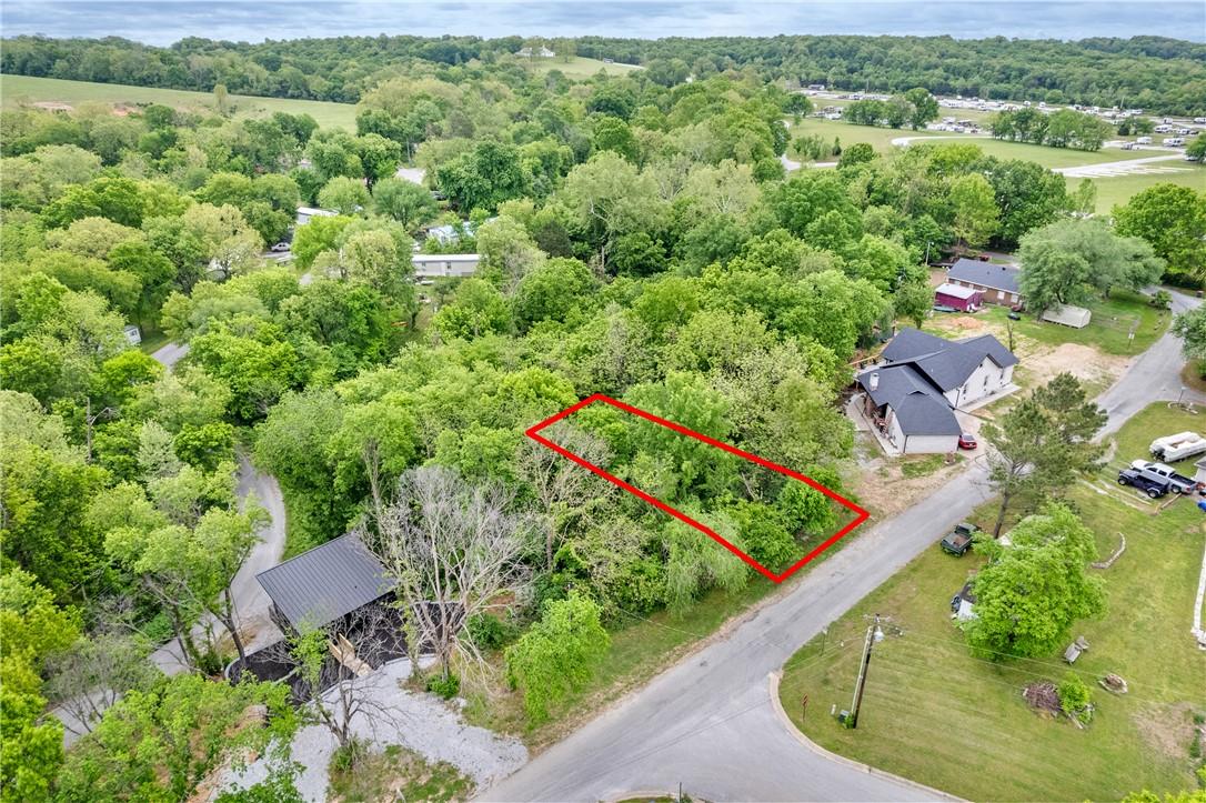 Image 2: Wooded parcel featuring a red-outlined boundary, s