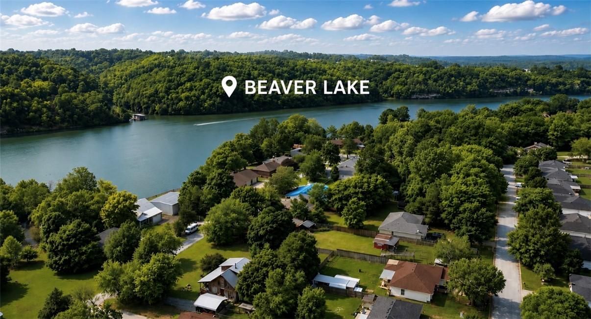 Image 3: Aerial perspective showcasing Beaver Lake with sur