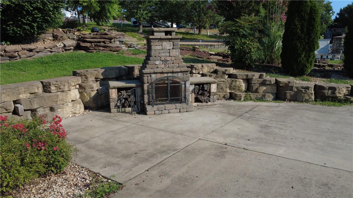 Image 4: gorgeous rock fireplace with ambiance lighting