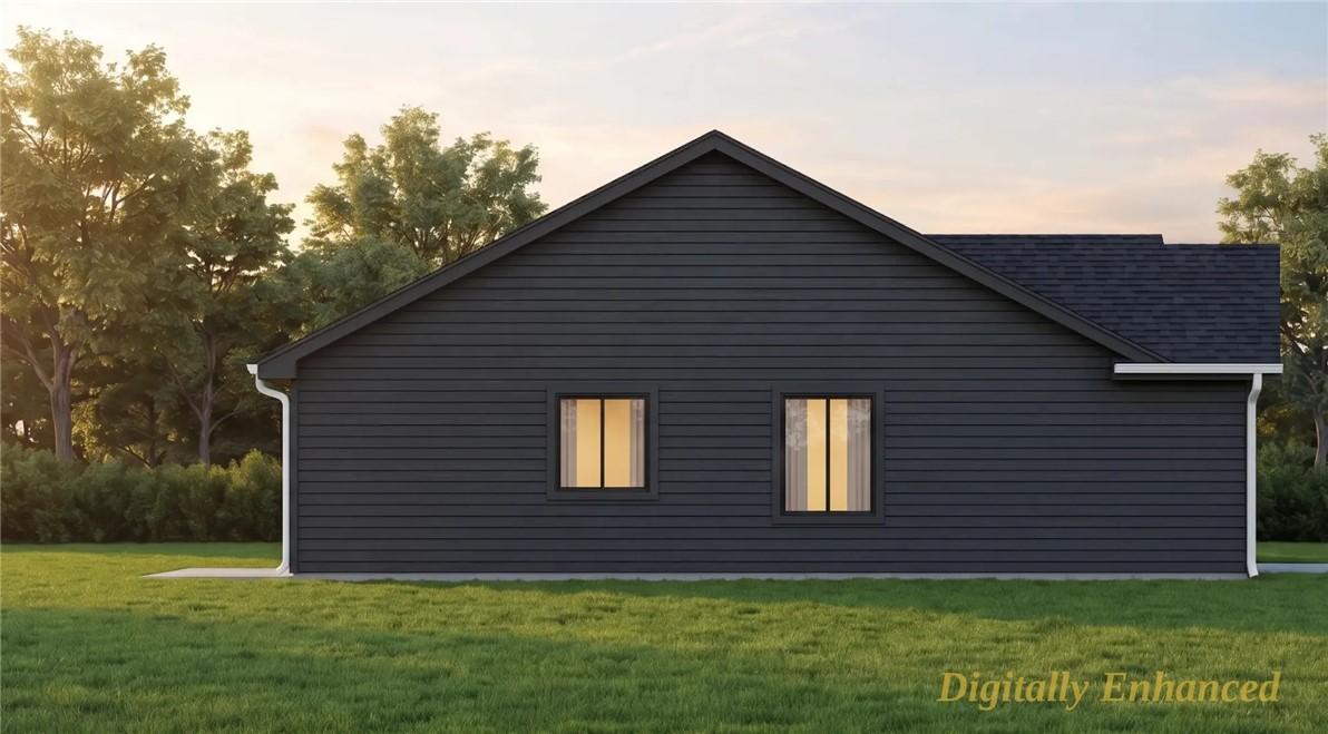 Image 4: Dark gray horizontal siding exterior with white gu