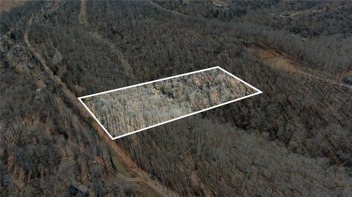 Image 1: Aerial view of property's location with a forest a