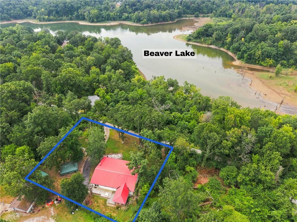Image 4: Aerial view showcasing Beaver Lake frontage, a res
