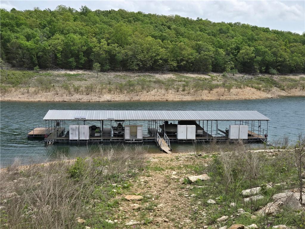 Image 4: Expansive private dock with a covered metal roof,