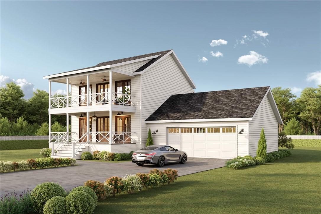 Image 1: View of front of property featuring covered porch,