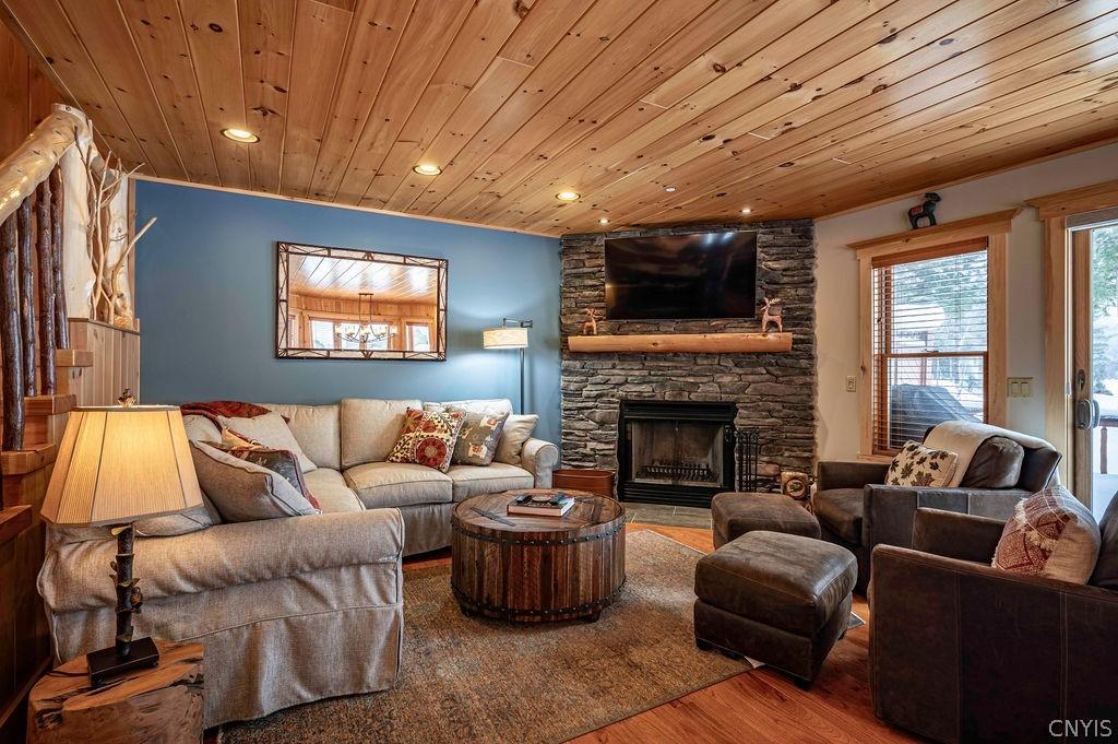 Image 3: Great Room with Wood-Burning Fireplace