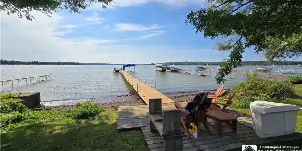 Image 4: shared lake access with dock installed by neighbor