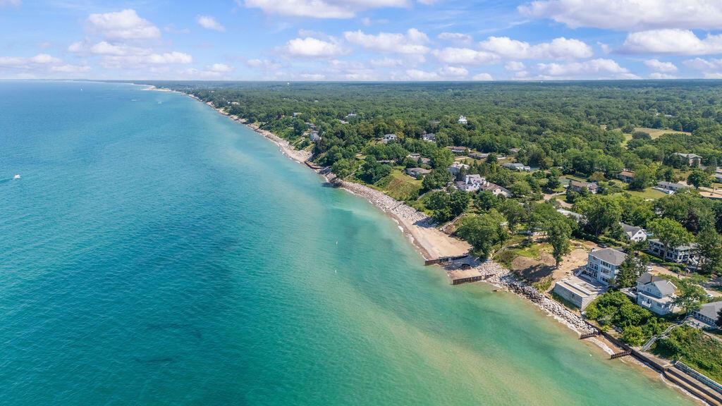Image 4: Drone View of Lake Michigan Shoreline