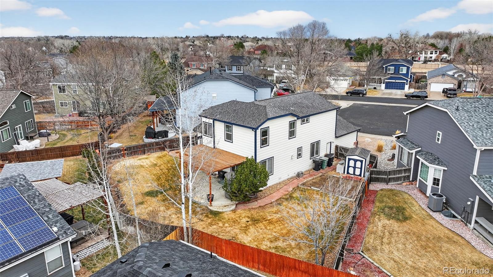 Image 2: Aerial view highlighting the private backyard and low traffic cul de sac setting, creating a peaceful environment ideal for everyday living.