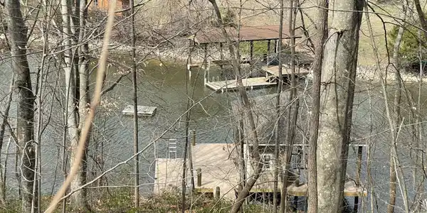 Image 2: View of dock and cove from center of lot