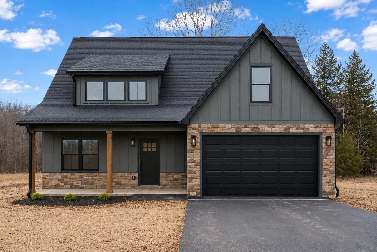 Image 1: Legacy Green shed dormer black garage