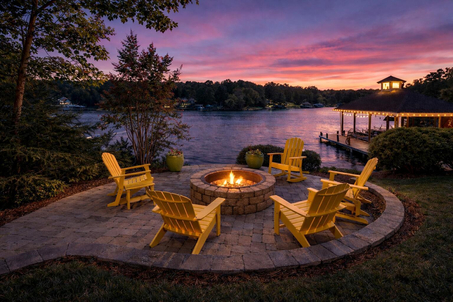 Image 2: Lakeside Firepit at Sunset