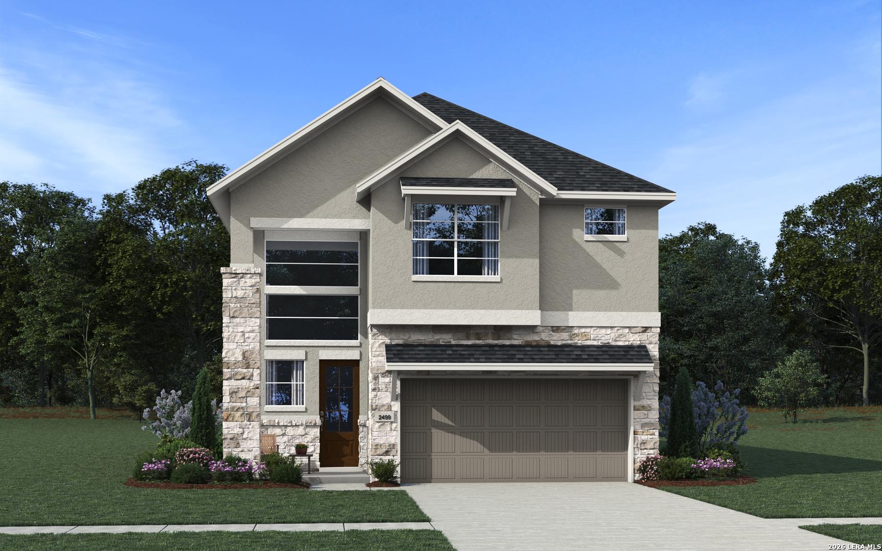 Image 1: Gray mortar & stone, agreeable gray paint selected