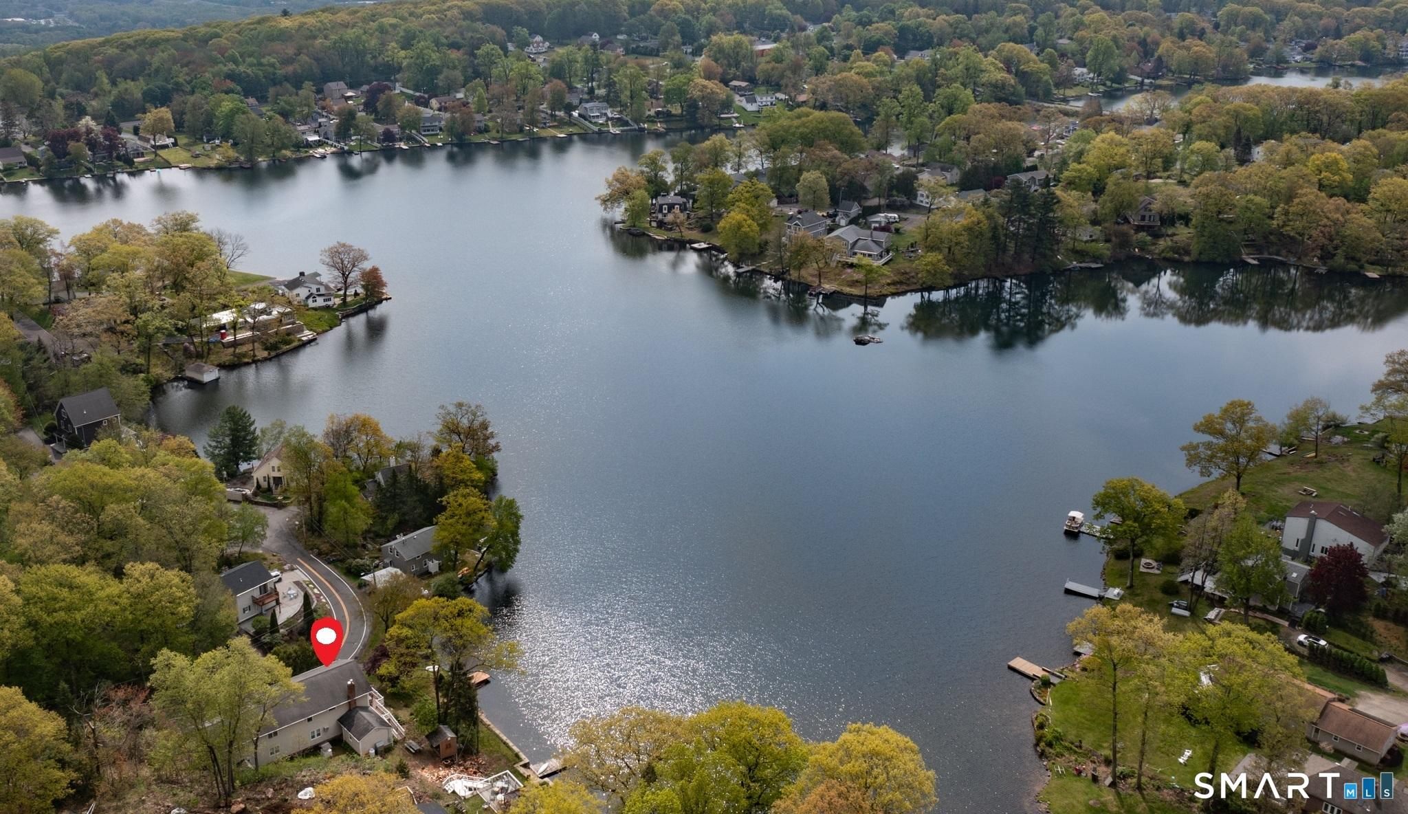 Image 4: Arial view of Lake Hitchcock. Property is pinned at lower left.