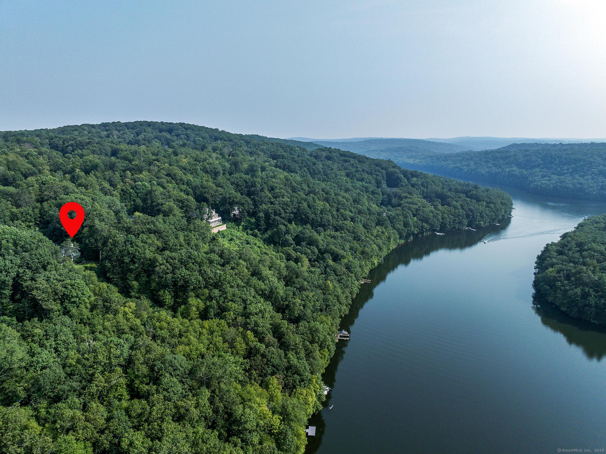 Image 4Aerial View: House, dock and Lake Lillinonah. It is usually this quiet.
