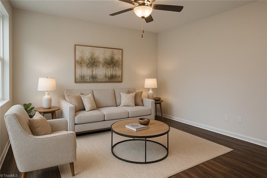 Image 4: Virtually Staged Den from back door view