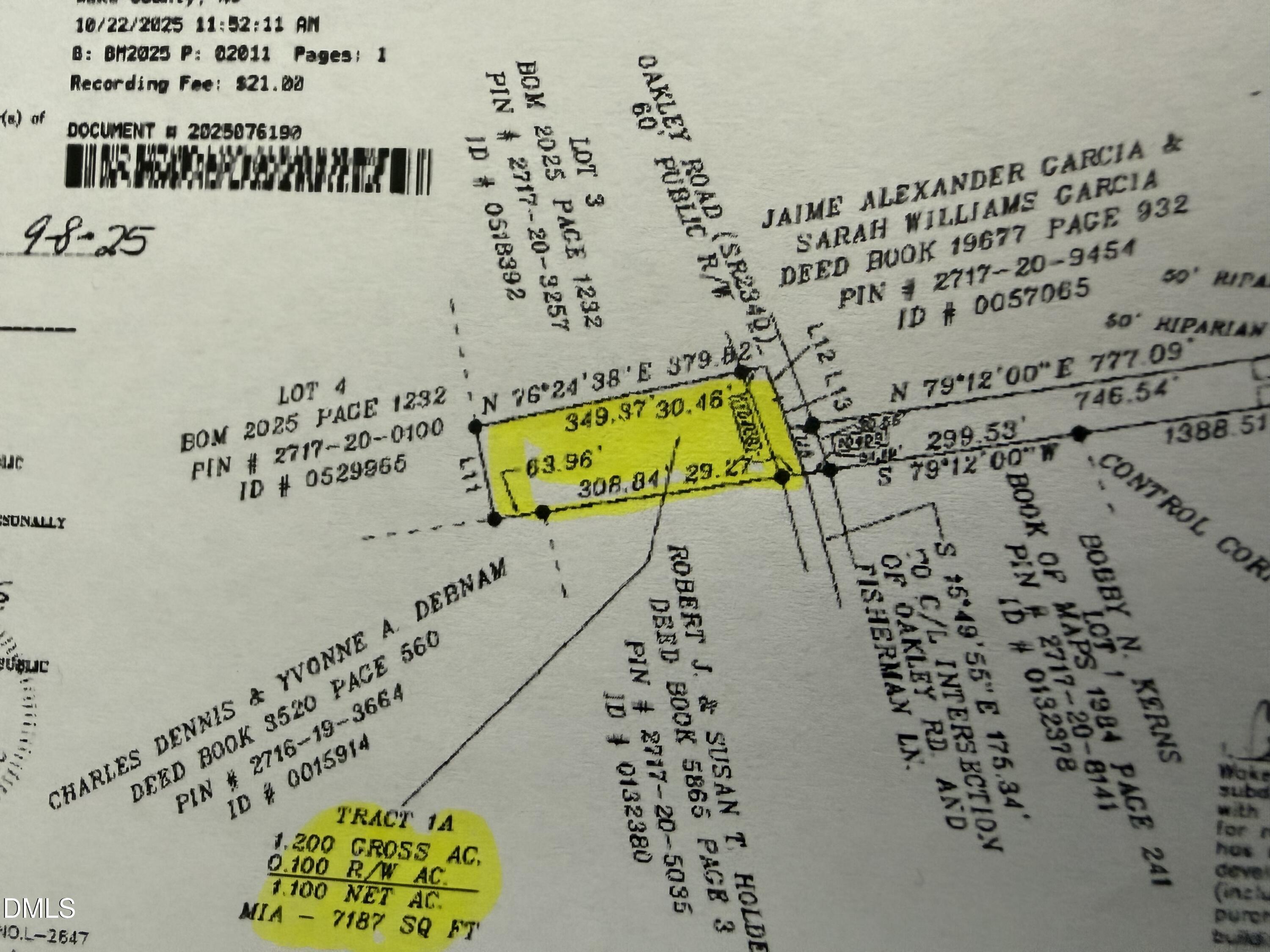 Image 4: 10408 OAKLEY RD PIC OF SURVEY MAP LOT 1A