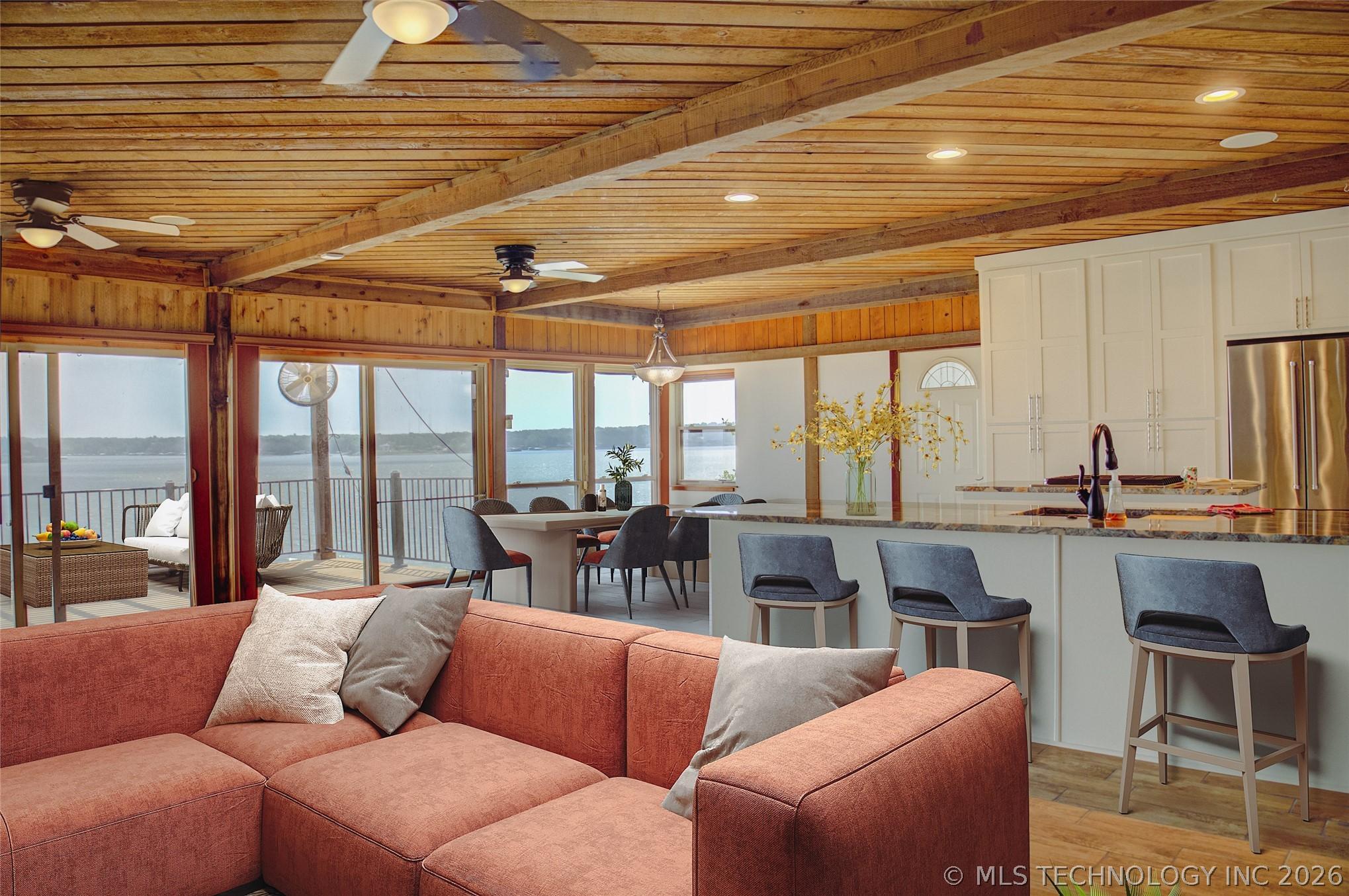 Image 4: Handsome tongue and groove wood ceilings accent th
