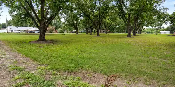 Image 3: Expansive green lawn with numerous mature trees pr