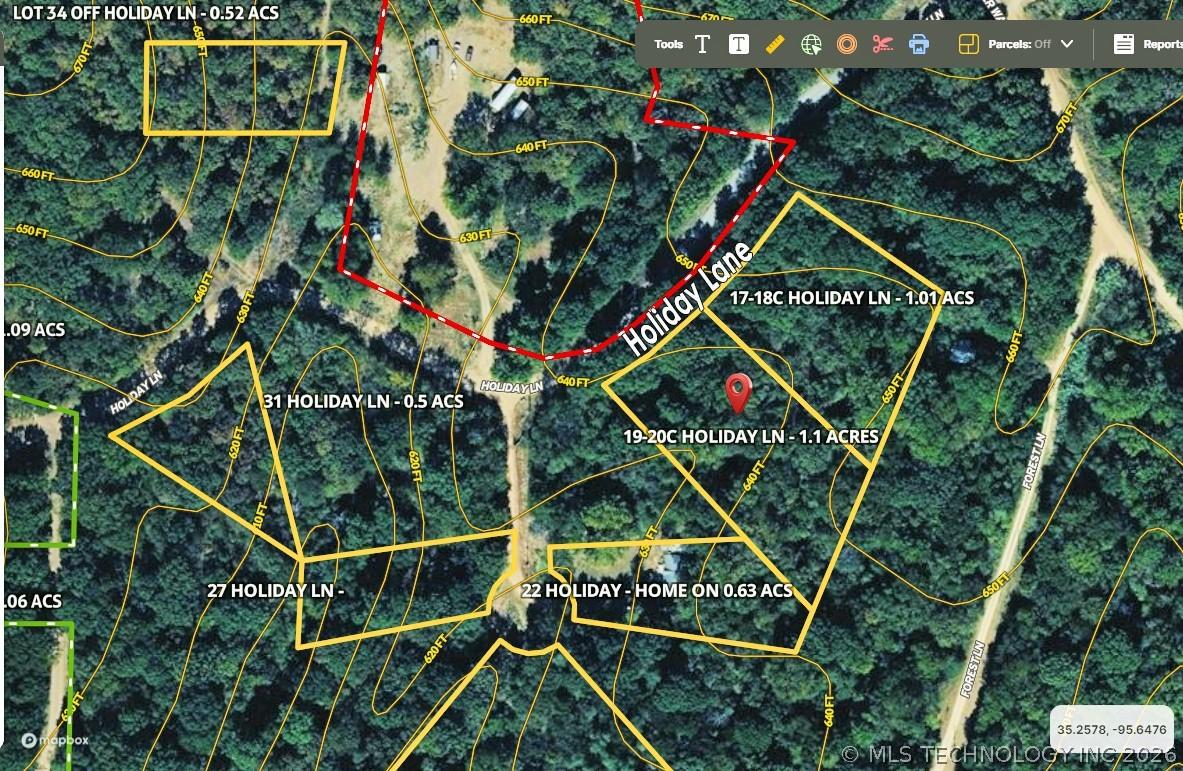 Image 1: Map view of Lots 19 and 20 See Red Arrow