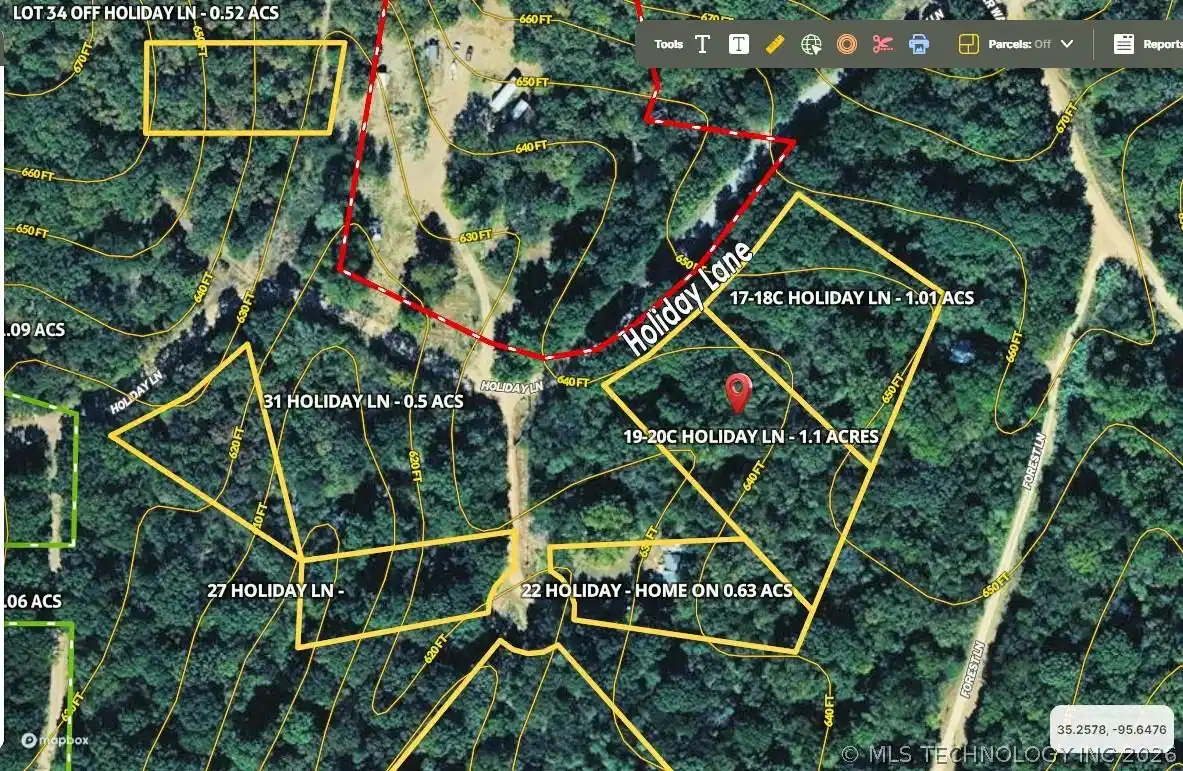 Image 1: Map view of Lots 19 and 20 See Red Arrow