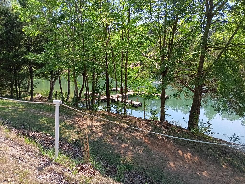 Image 4: A tranquil lake view unfolds with boat dock rental