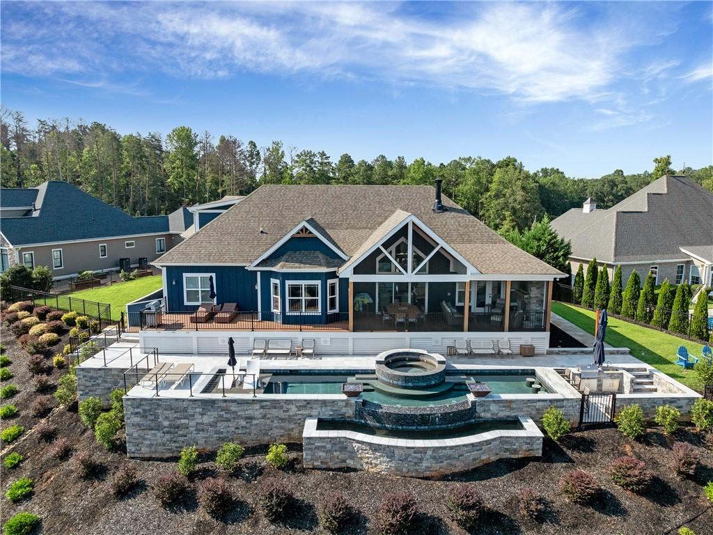 Image 1: Aerial photo of back of house