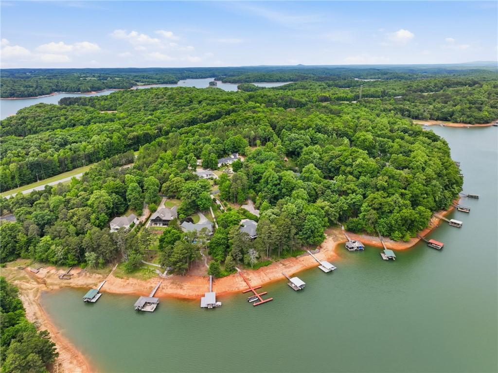 Image 4: This aerial view showcases a serene lake with priv