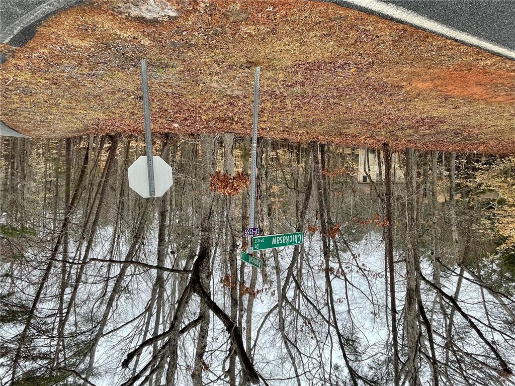 Image 3: This scenic lot features mature trees and a tranqu