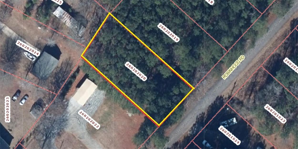 Image 2: This aerial view showcases a verdant lot, outlined