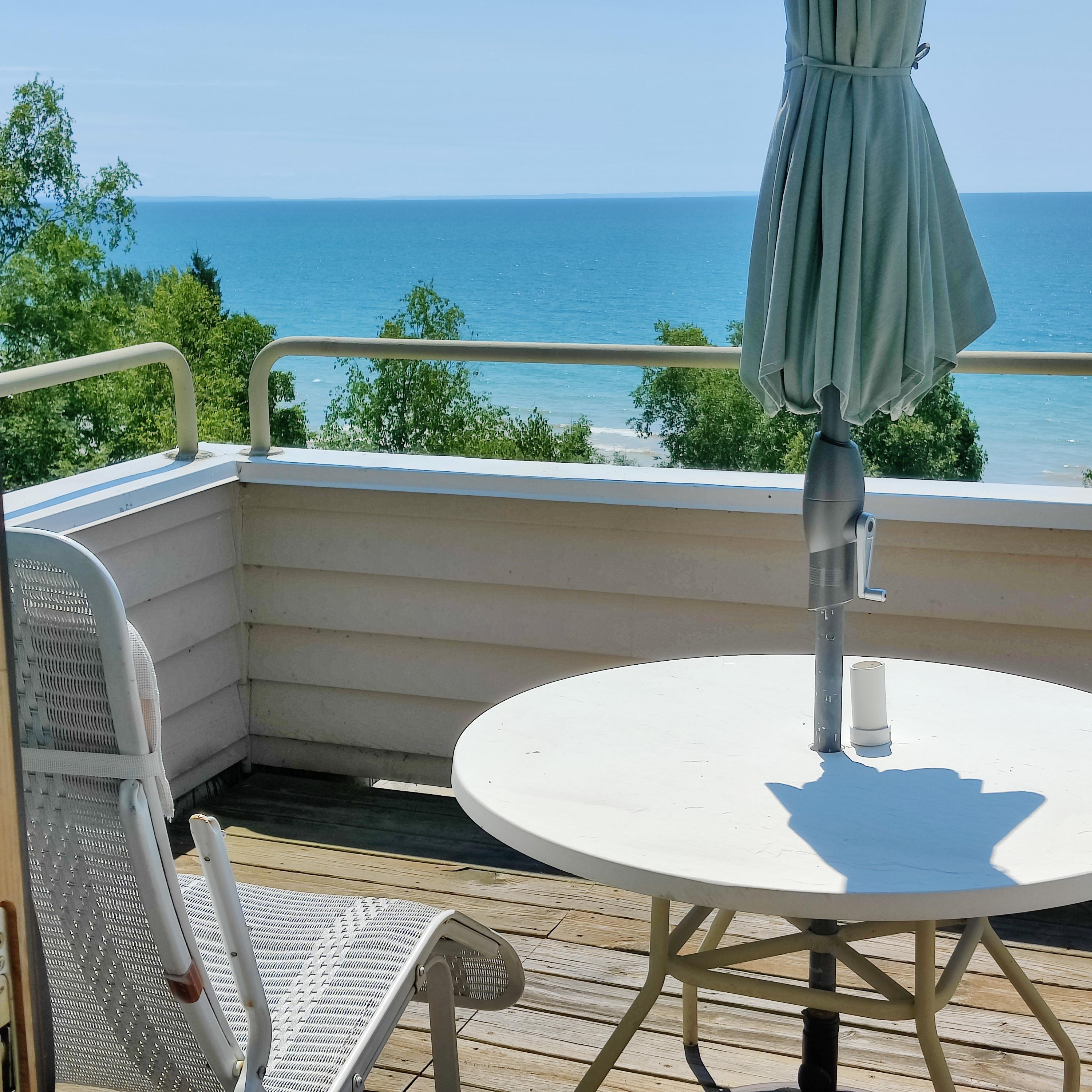 Image 1: Deck overlooking Lake Michigan