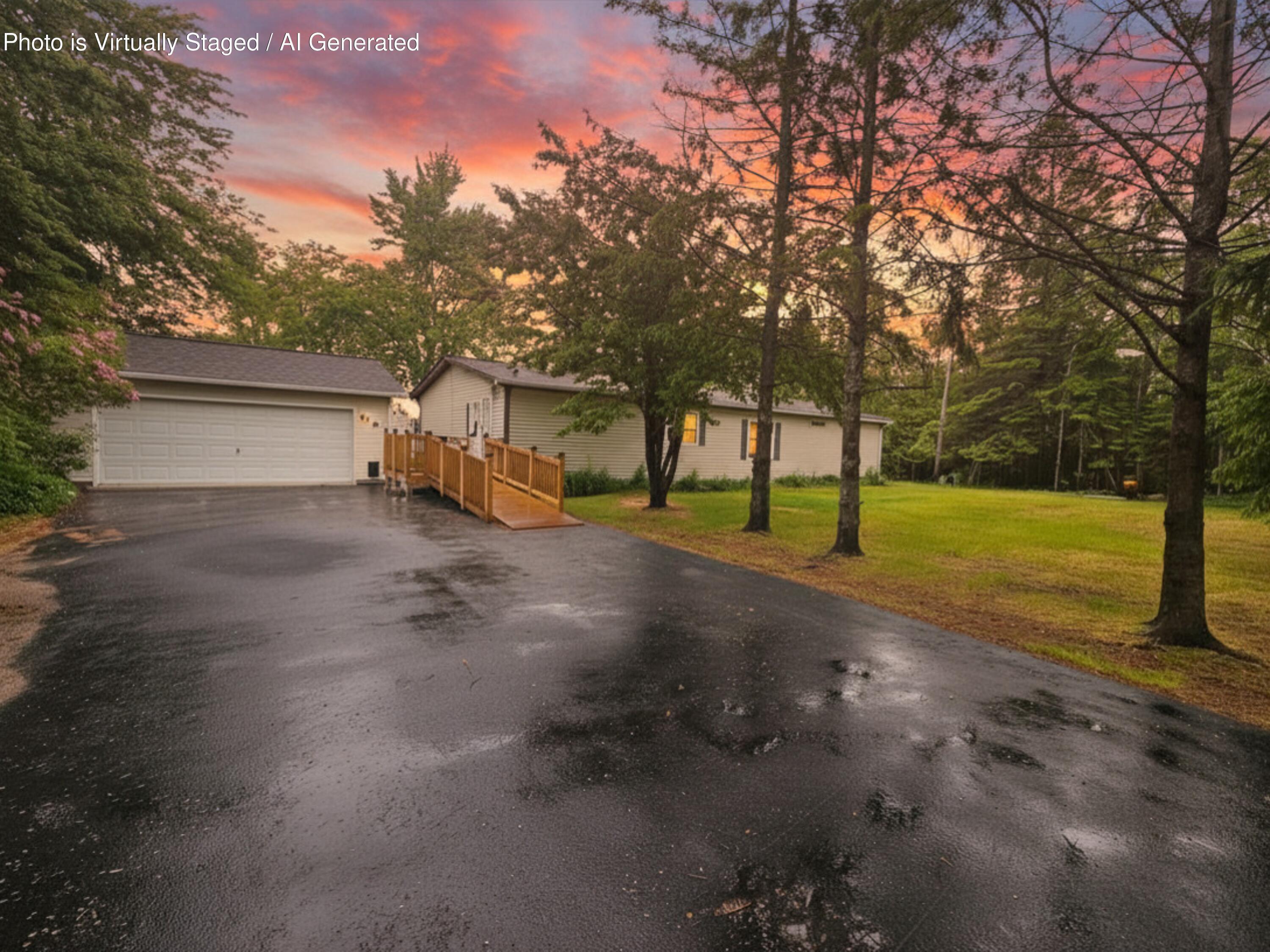 Image 3: Front of house at sunset